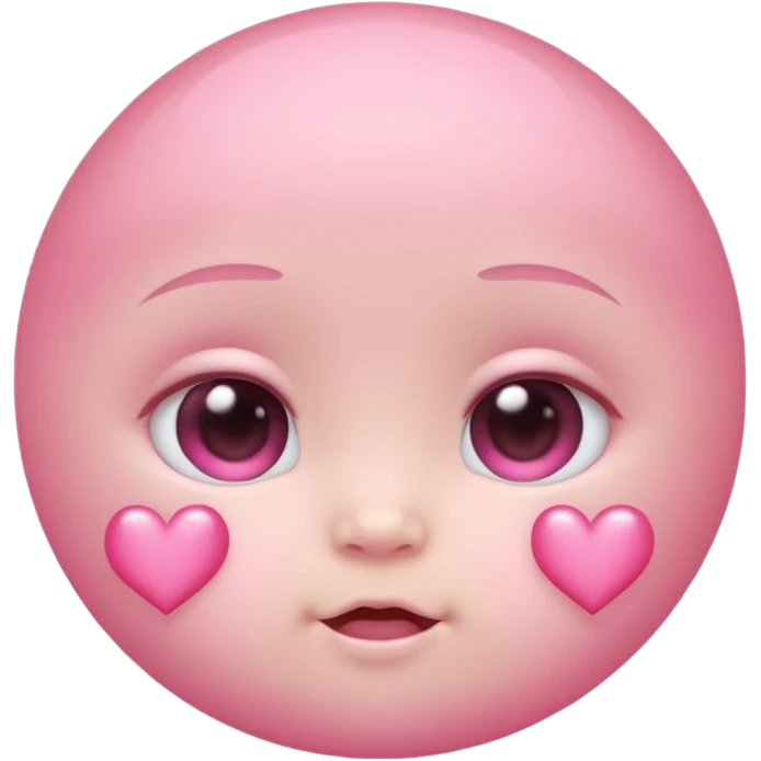 a baby pastel pink love face emoji with pink hearts in the eyes and a glowing baby pink gradient behind it  emoji