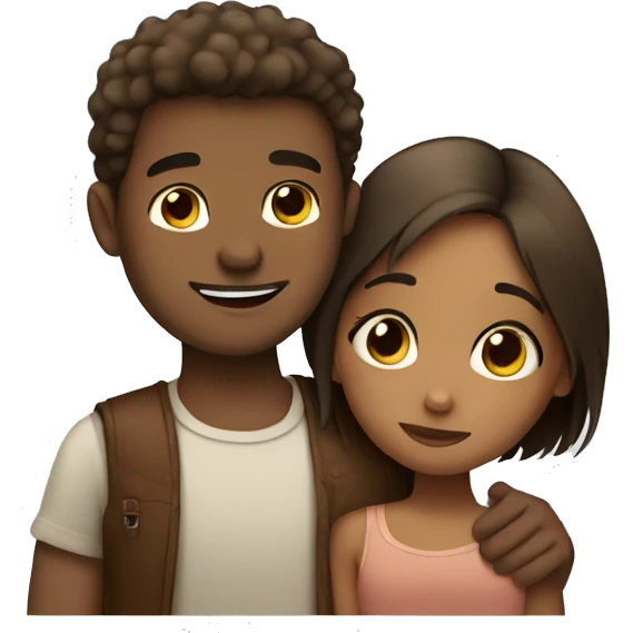 Light skin man hugging brown skin girl  emoji