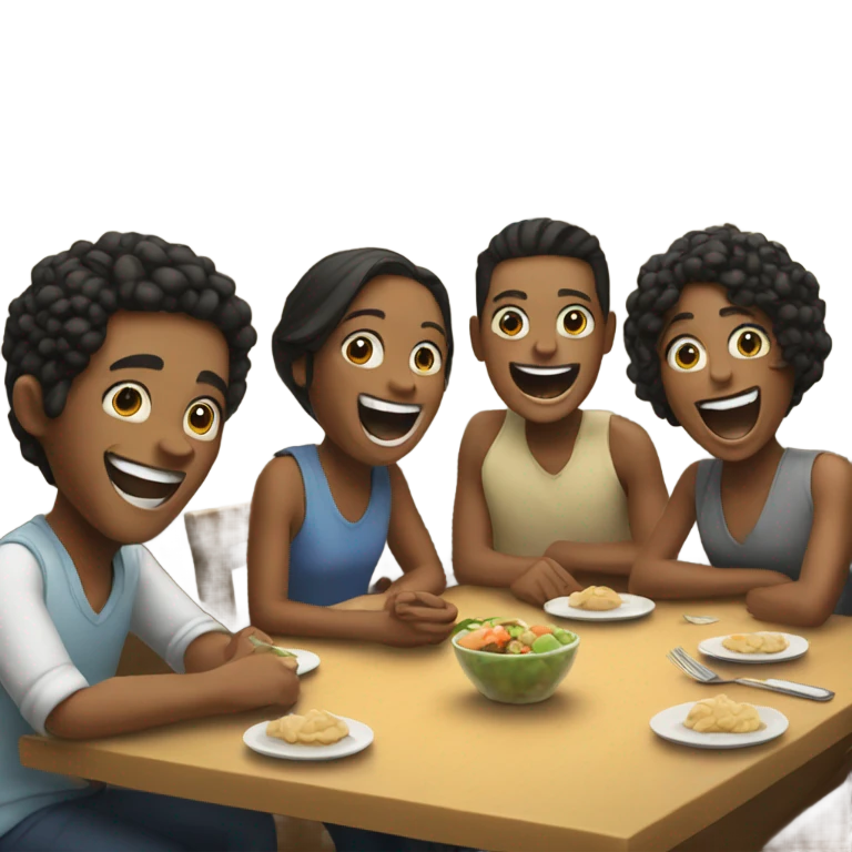 People sitting at the table laughting emoji