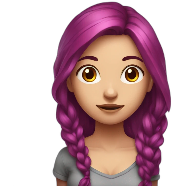 gamer girl with long red and purple hair playing game emoji