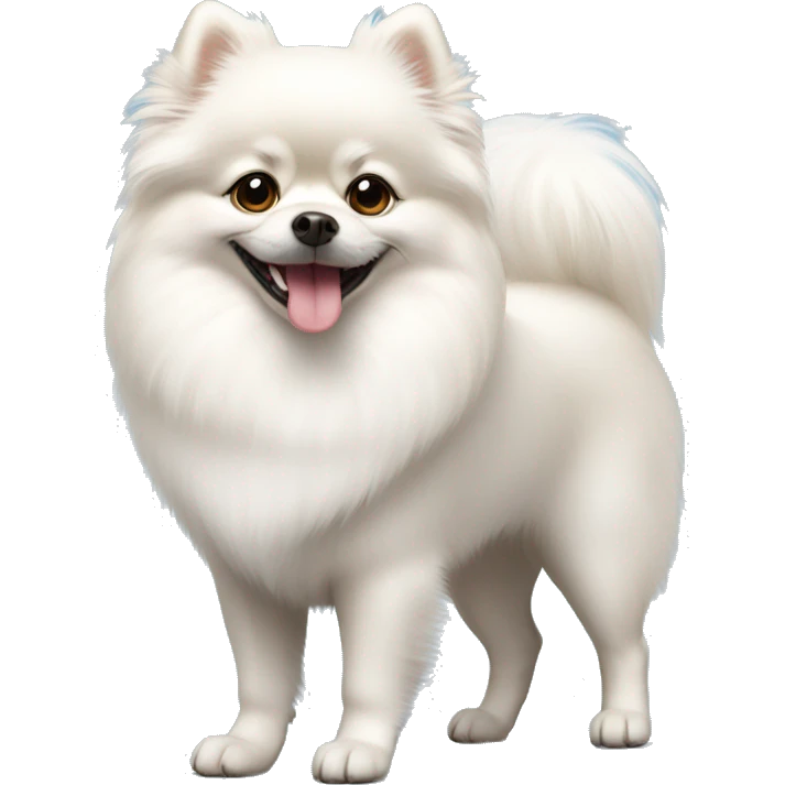 white pomeranian standing  emoji