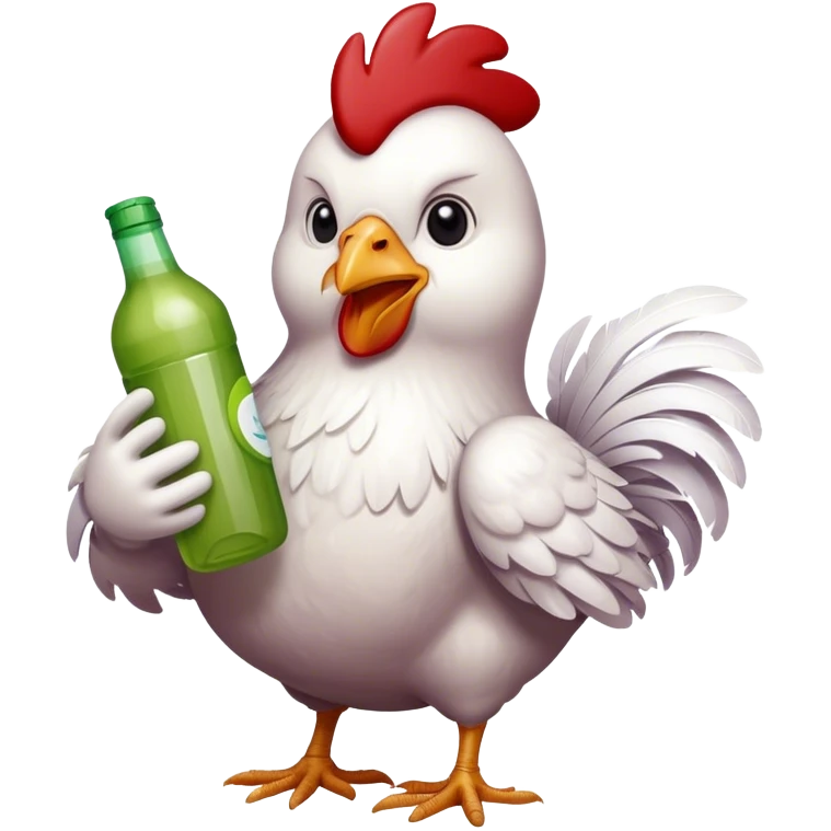 A chicken with a grape koolade bottle emoji