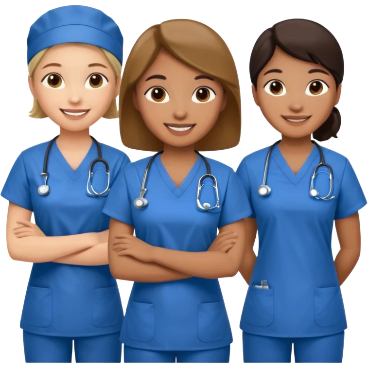 ahora una imagen de grupo de enfermeras/os+ emoji
