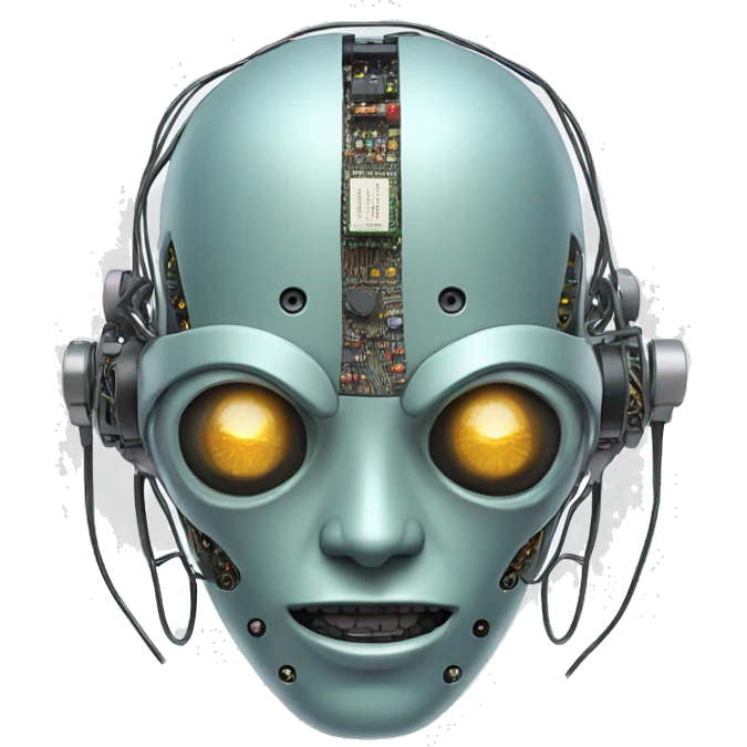 Alien robot head with wires and circuits emoji