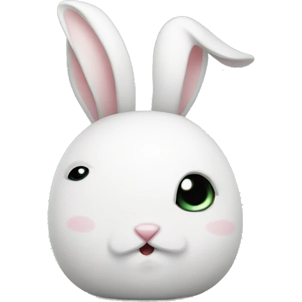 Cute little White bunny with a question mark above her bunny head emoji