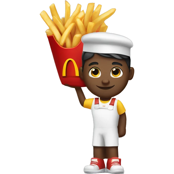 white skin mcdonalds worker putting the fries in the bag emoji