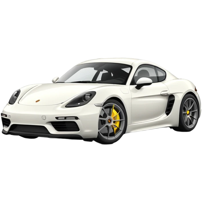 Matte White colored exterior 2024 Porsche 718 Cayman GTS 4.0 with "yellow ceramic brake calipers" only and dark silver anthracite rims emoji