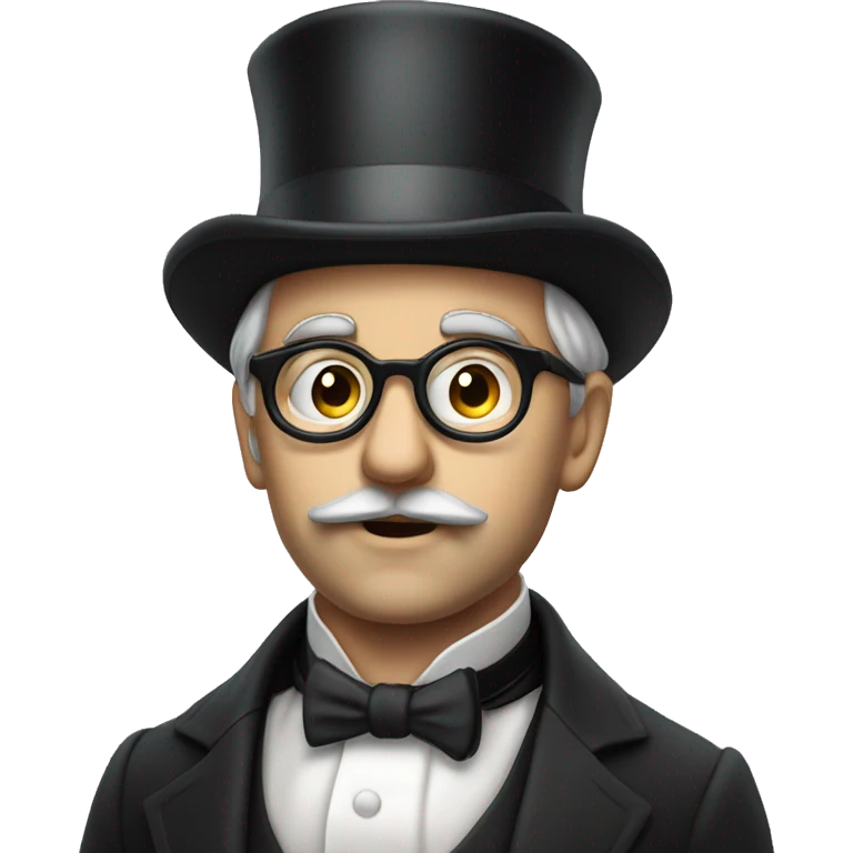 Photorealistic man serious British gentleman in a monocle and a top hat emoji