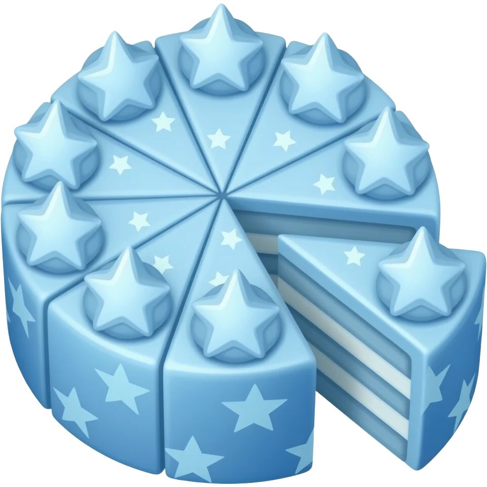 Light blue starry light blue sliced cake emoji