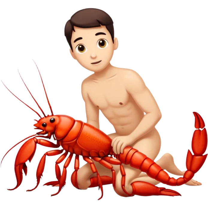 Naked kids male with big dick penis Crayfish in the crayfish pose crawls with his butt up emoji