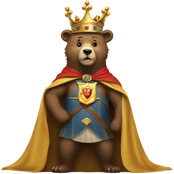 Bear wearing crown and cape and he’s the king of the kingdom emoji