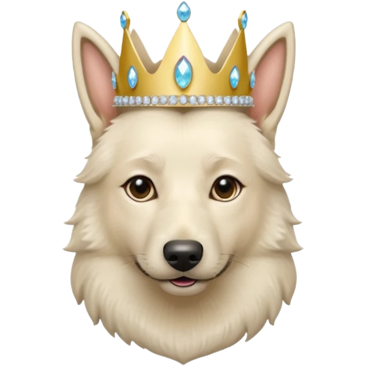 White belgian Shepard with Glitter collar and diadem emoji