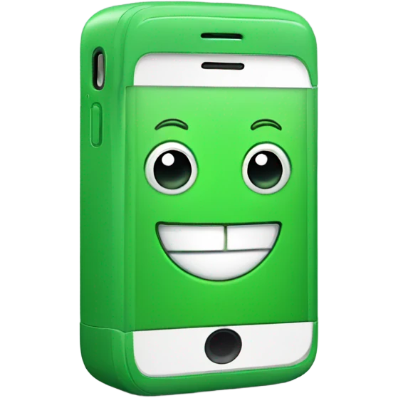 Green smartphone happy emoji