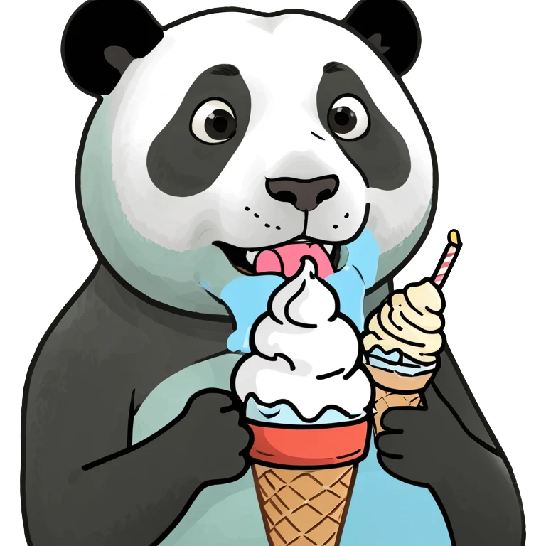 Panda eating ice cream emoji