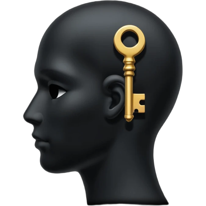 silhouette of a head with a hidden key inside emoji