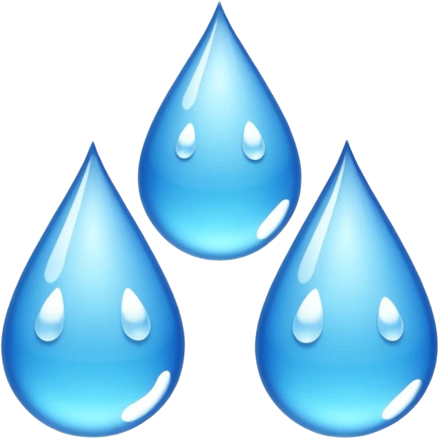 three equally sized droplets stacked on top of each other with two other droplets going outward from the middle droplet emoji