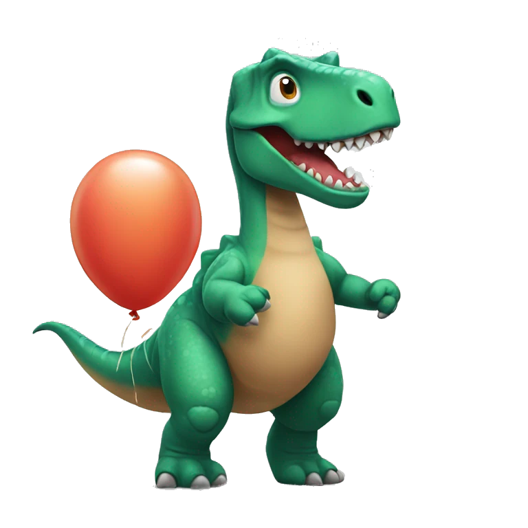 Dinosaur holding a ballon  emoji