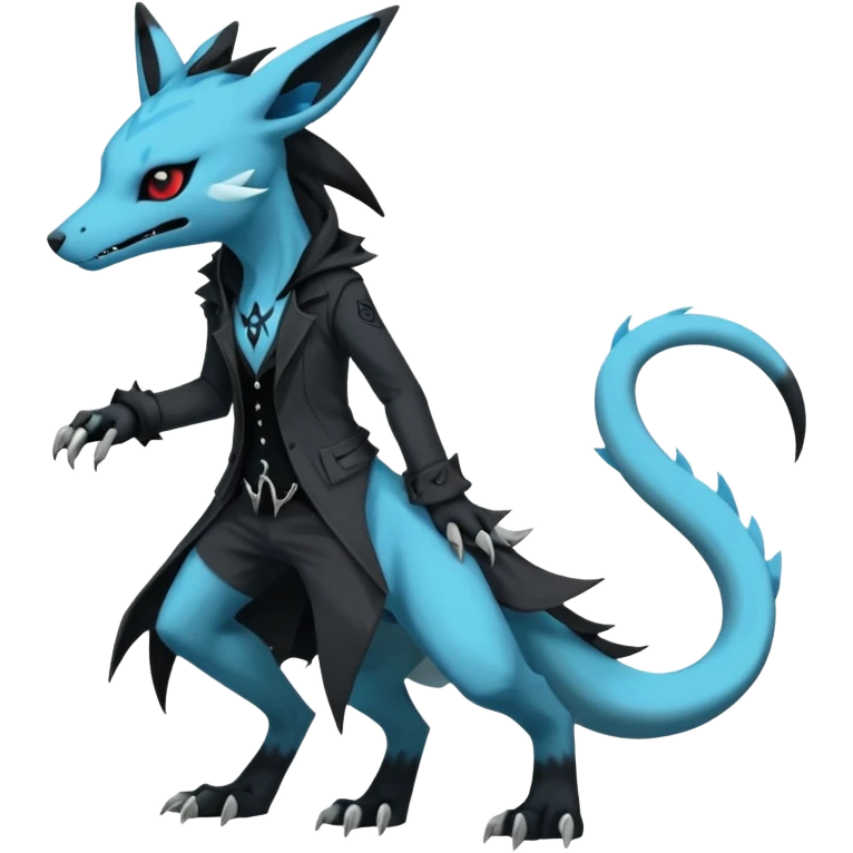 Edgy gothic evil dark Salandit-Glaceon-Amaura-hybrid-fusion (full body) emoji