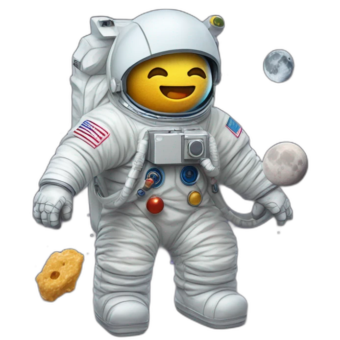 Chat astronote qui mange une glace sur la lune emoji