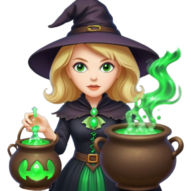 Nicole Kidman making green glowing potion in witch costume emoji