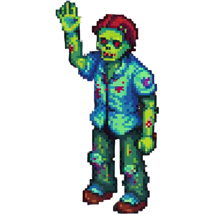 isometric zombie with one arm raised in the air emoji