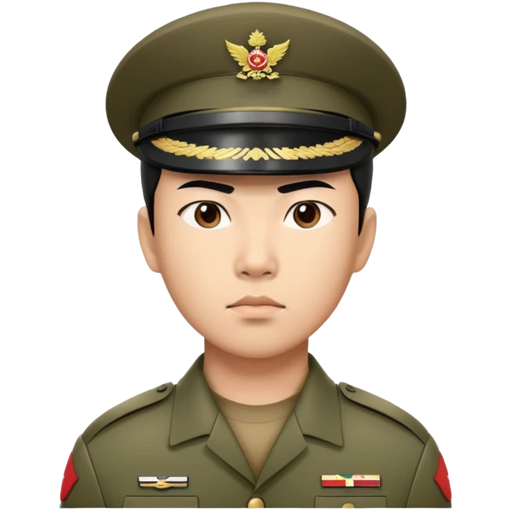 serious asian photorealistic soldier emoji
