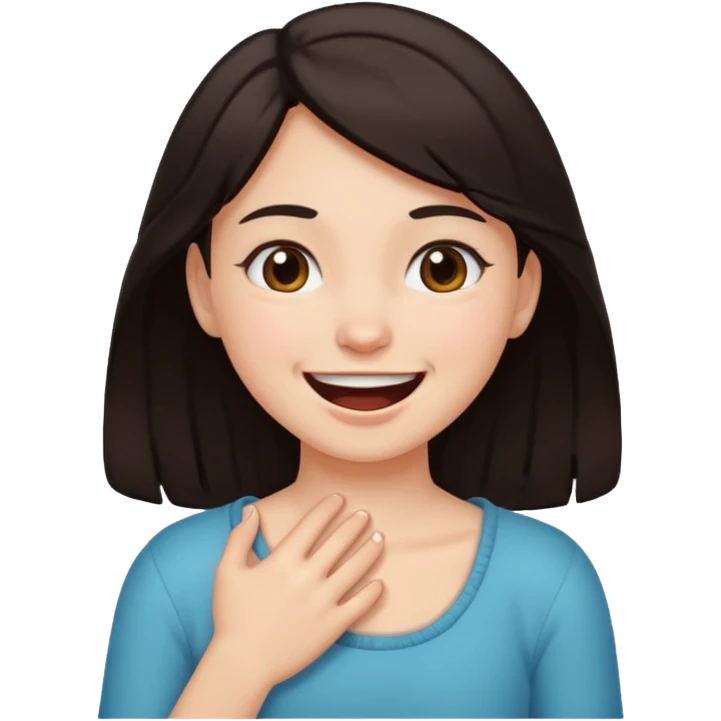 Girl smiling choking herself emoji
