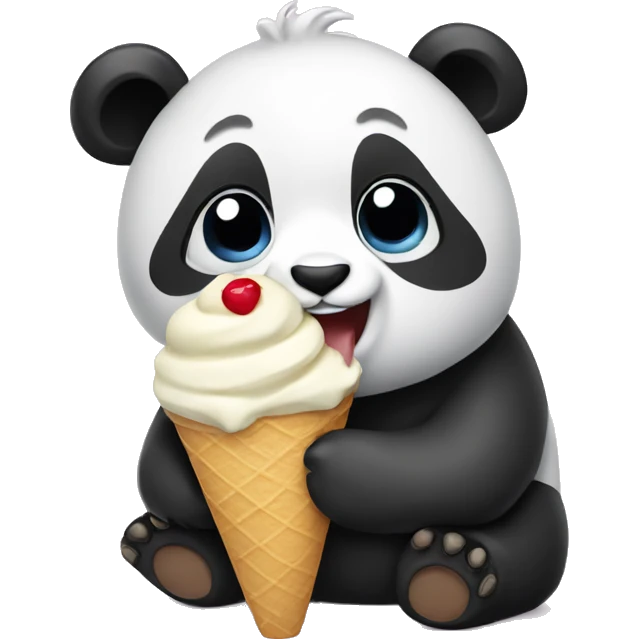 Panda eating ice cream emoji