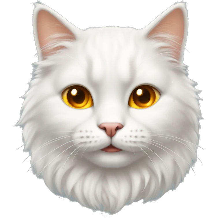 White Fluffy Happy Cat with golden orange eyes and golden juwel on forehead emoji