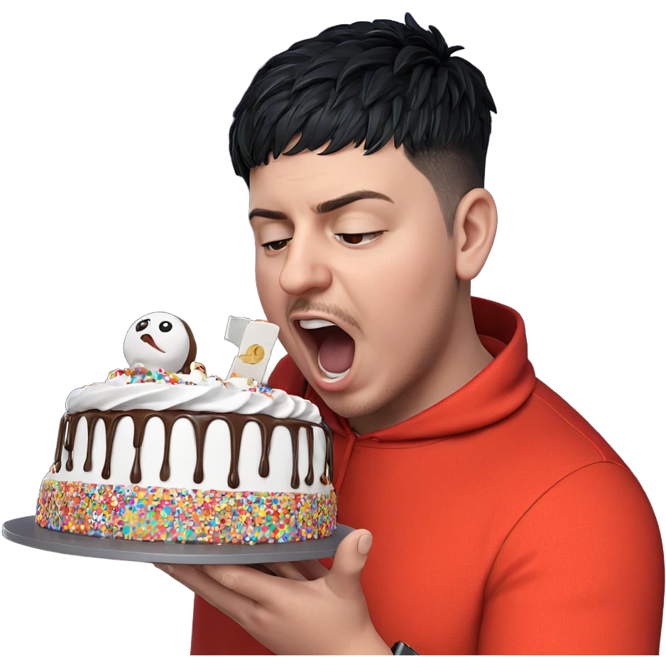 boy enjoying cake blissfully emoji