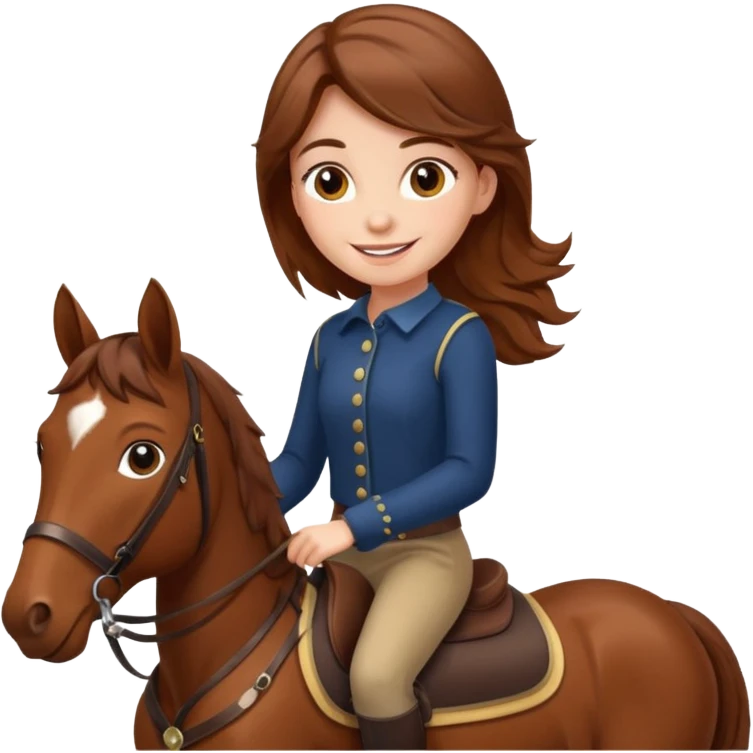 brown haired girl on a cheatnut hporse smiling' emoji