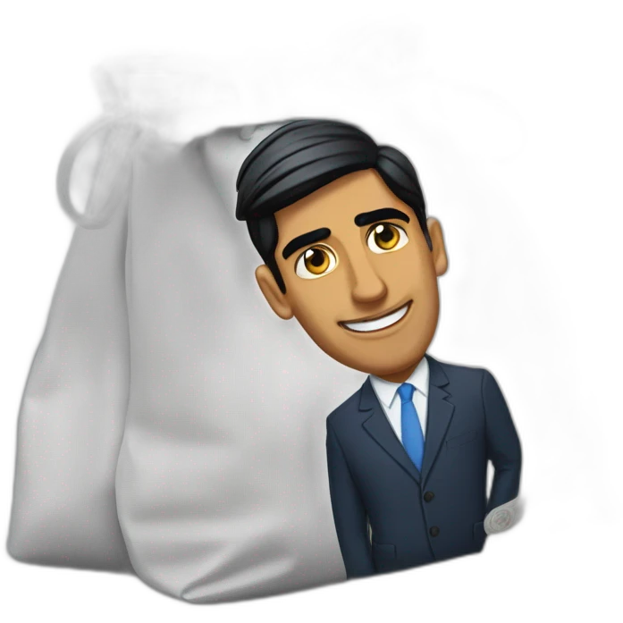 Rishi Sunak short trousers bag of money emoji