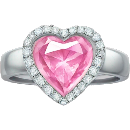 Sliver ring with a pink heart diamond emoji