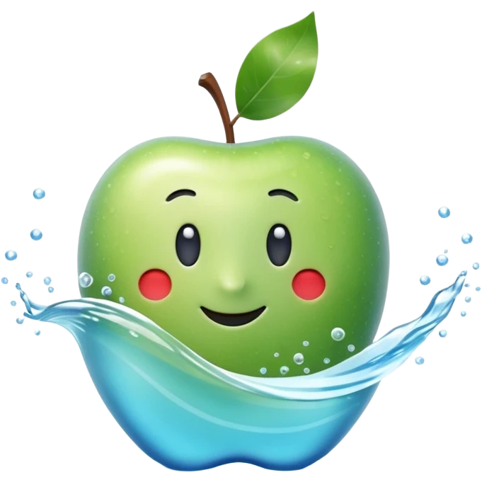 3D Apple style emoji of the sea, calm blue waves, sparkling water, isolated on white background, soft shadows, high detail, playful and cute. emoji