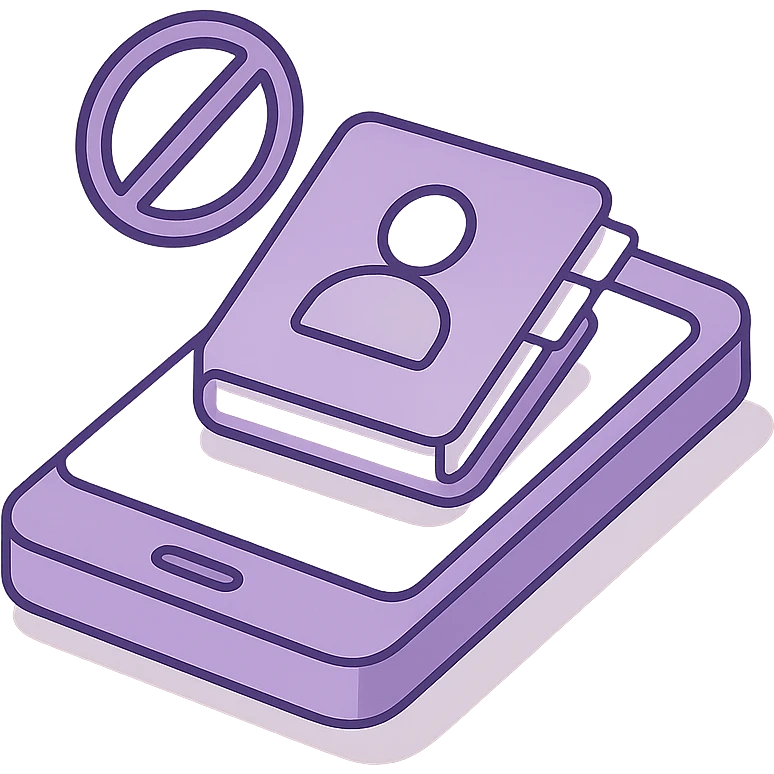"No contacts", no text, with the colors: Primary Purple:  #8B5CF6
  Light Purple:    #A78BFA emoji