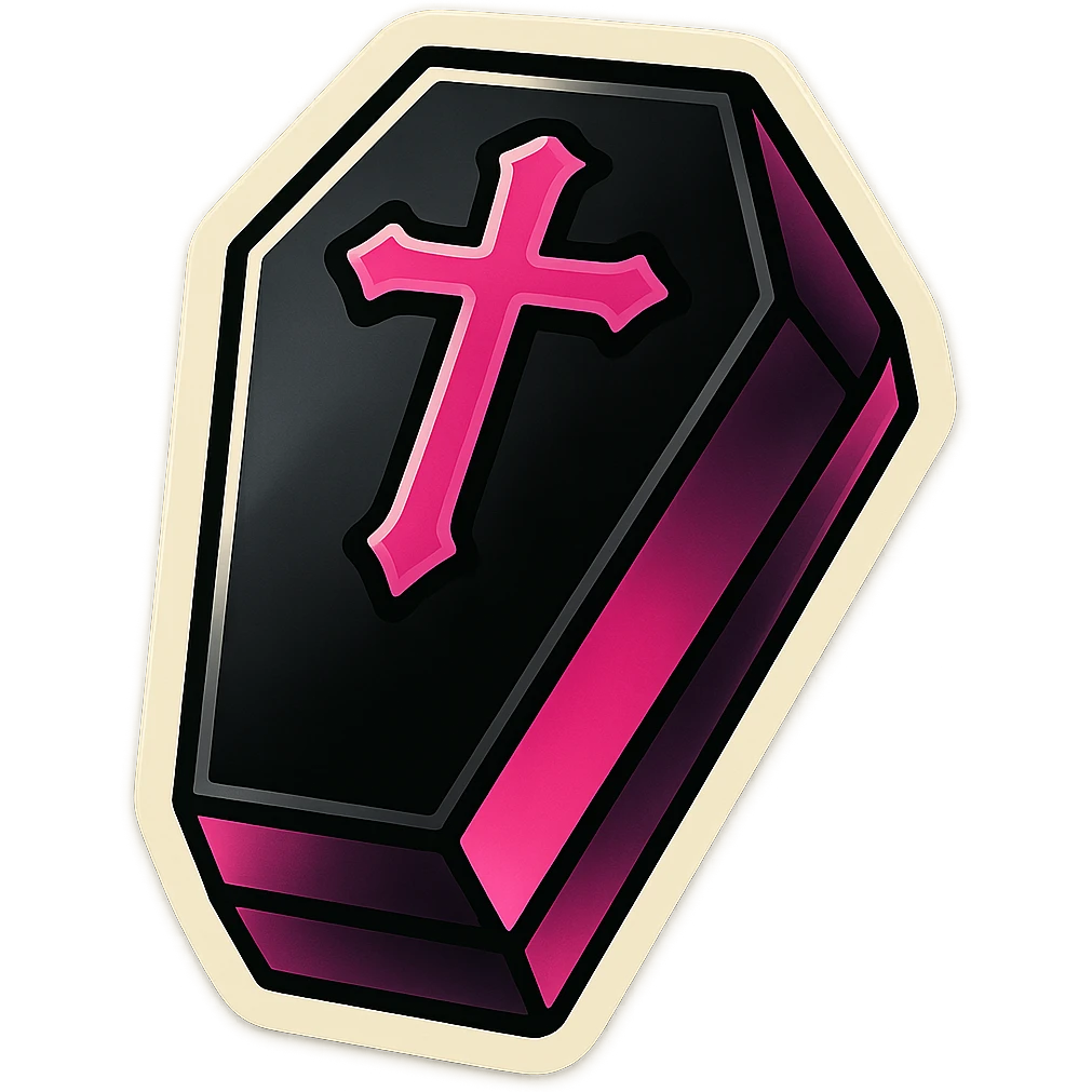 gothic coffin, black and pink emoji