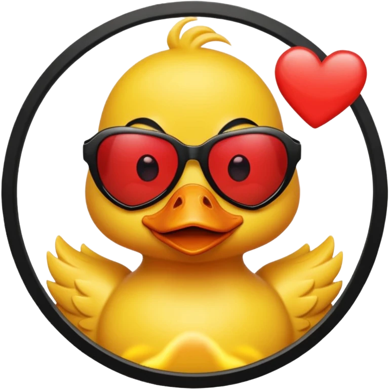 Make a frame emoji and inside it is a  yellow duck wearing red heart sunnies and the background is sky or anything blue make it like this 🌇 but what I described inside  emoji