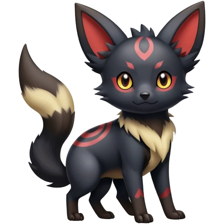Zorua-Umbreon-hybrid, full body, special markings emoji