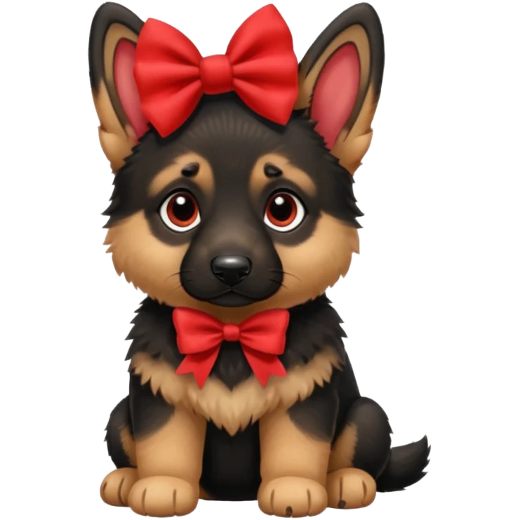German shepherd puppy with a bow emoji