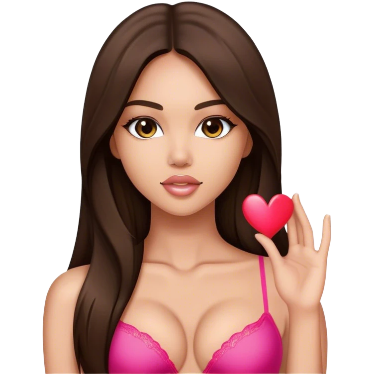 Sexy victoria’s secret model with long brunette straight hair sending heart emoji