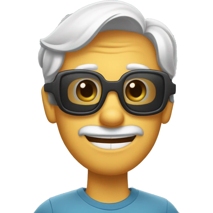 Imagen al estilo Disney Pixar de hombre de 40 años, pelo  canoso, gafas, sin afeitar y complexión fuerte emoji