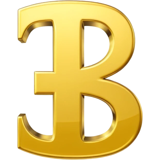 Symbole de currency en or en forme de lettre F précise, seul, 3D, brillant, style emoji simple et lisible sur fond uni. emoji