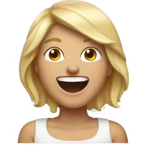 Short blond woman laughing hard emoji