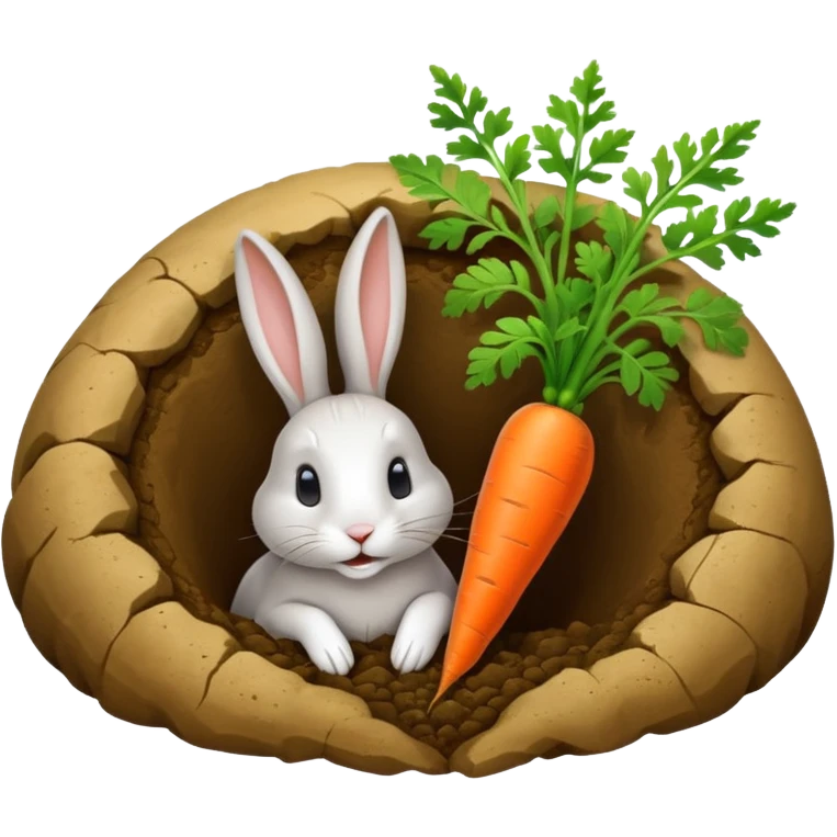 Rabbit burrow, carrot outside emoji
