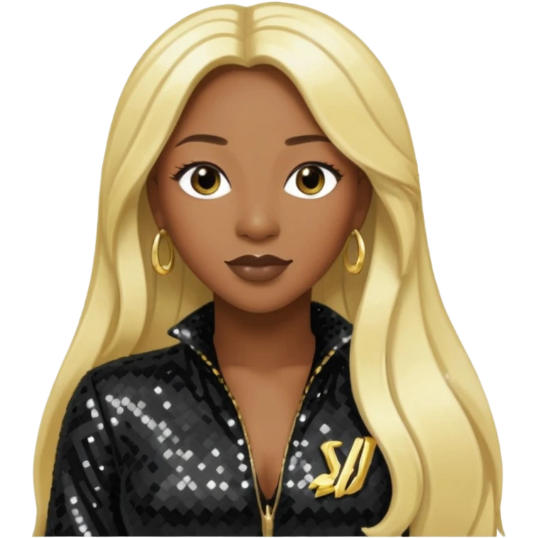Lelee from SWV with long blonde hair, black sequin outfit emoji