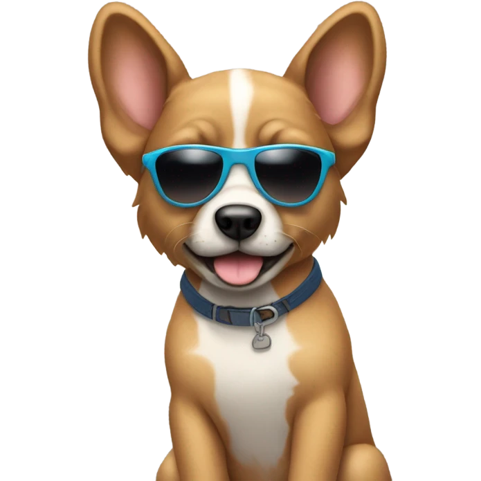 Dog with sunglasses and a tank top with really short shorts on and flip flops  emoji