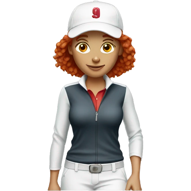 a female golf coach with red hair and a hat emoji