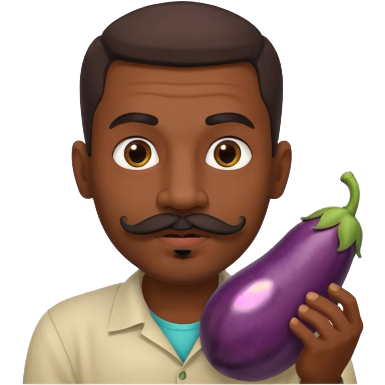 Egyptian man with moustache and goatee sucking on an eggplant  emoji