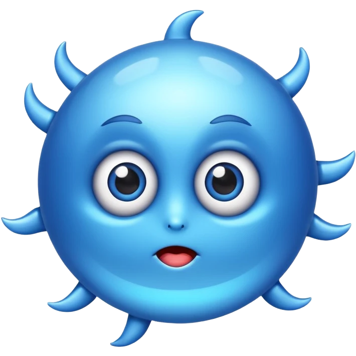 cute blue virus with big eyes emoji