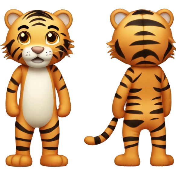 whole body of tiger in jellycat style (standing and two sides) emoji
